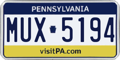 PA license plate MUX5194