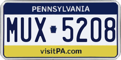 PA license plate MUX5208