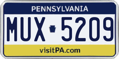 PA license plate MUX5209