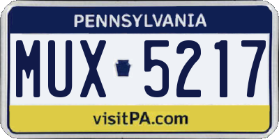 PA license plate MUX5217