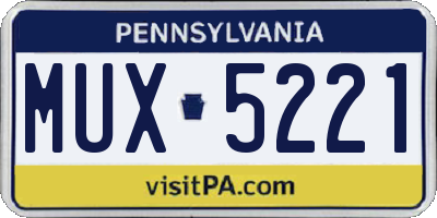PA license plate MUX5221