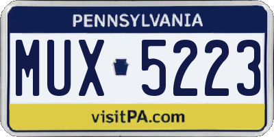 PA license plate MUX5223