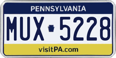 PA license plate MUX5228