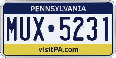 PA license plate MUX5231