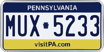 PA license plate MUX5233