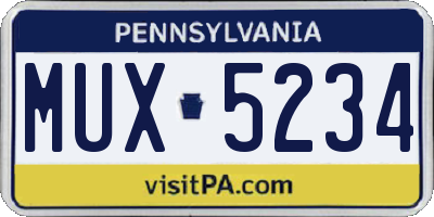 PA license plate MUX5234