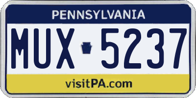 PA license plate MUX5237