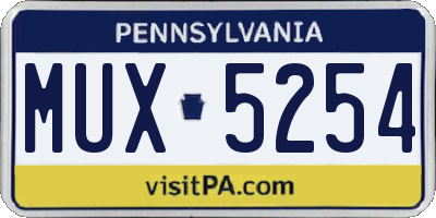 PA license plate MUX5254
