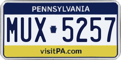 PA license plate MUX5257