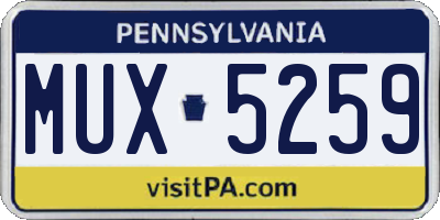 PA license plate MUX5259