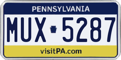 PA license plate MUX5287