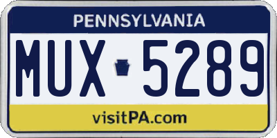 PA license plate MUX5289