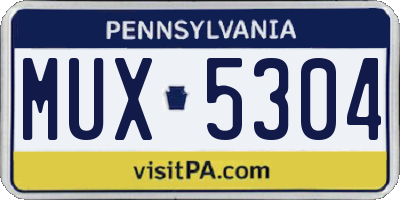 PA license plate MUX5304