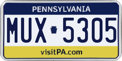 PA license plate MUX5305