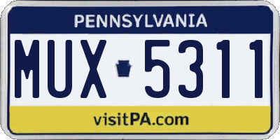 PA license plate MUX5311