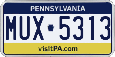 PA license plate MUX5313