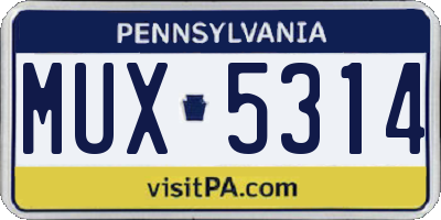 PA license plate MUX5314