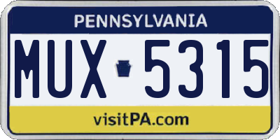 PA license plate MUX5315