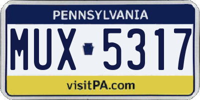 PA license plate MUX5317