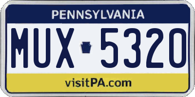 PA license plate MUX5320