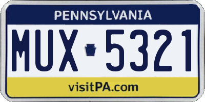 PA license plate MUX5321