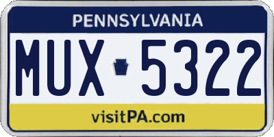 PA license plate MUX5322