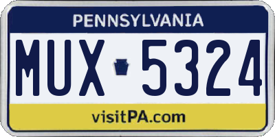 PA license plate MUX5324