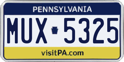PA license plate MUX5325