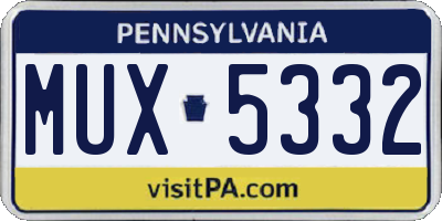 PA license plate MUX5332