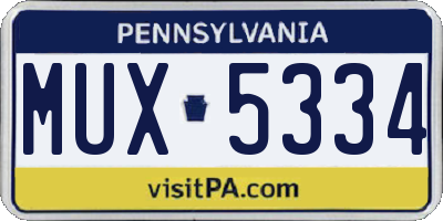 PA license plate MUX5334