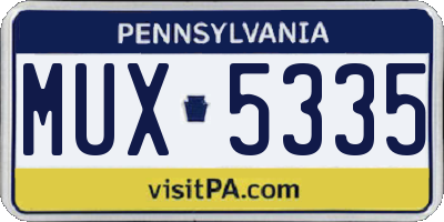 PA license plate MUX5335