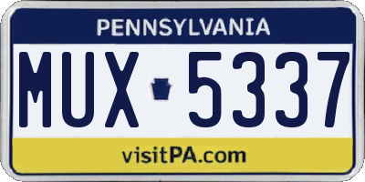 PA license plate MUX5337