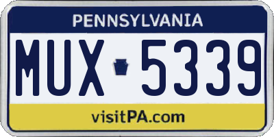 PA license plate MUX5339