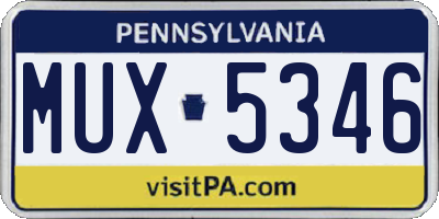 PA license plate MUX5346