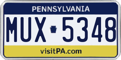 PA license plate MUX5348