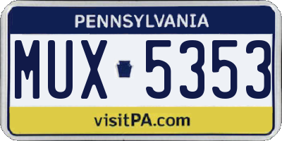 PA license plate MUX5353