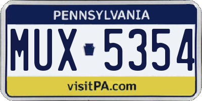 PA license plate MUX5354