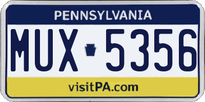 PA license plate MUX5356