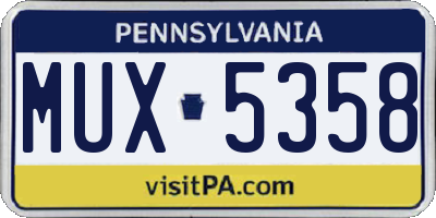 PA license plate MUX5358