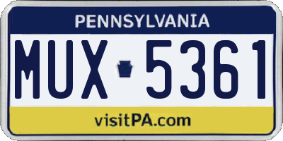 PA license plate MUX5361