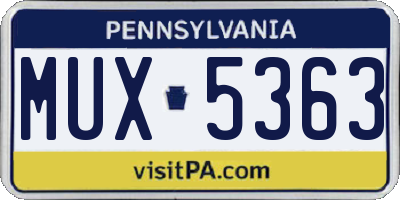 PA license plate MUX5363