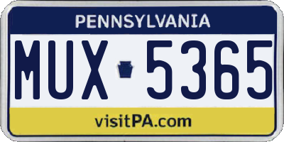 PA license plate MUX5365