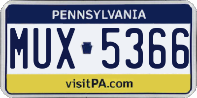 PA license plate MUX5366