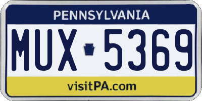 PA license plate MUX5369