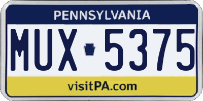 PA license plate MUX5375