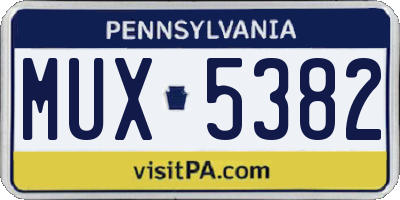 PA license plate MUX5382