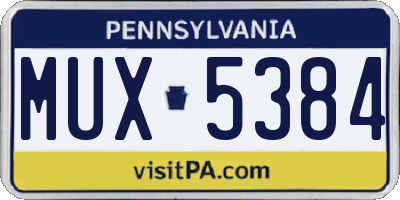 PA license plate MUX5384
