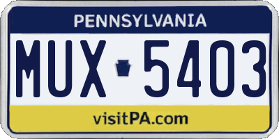 PA license plate MUX5403