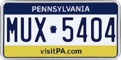 PA license plate MUX5404