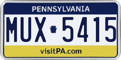 PA license plate MUX5415